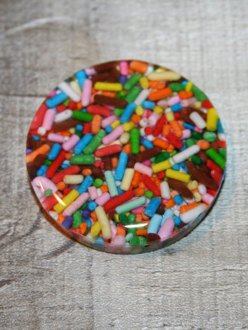 Handmade Pocket Hug Resin Rainbow Sprinkles 1 3/4" Calming Worry Stone Meditate